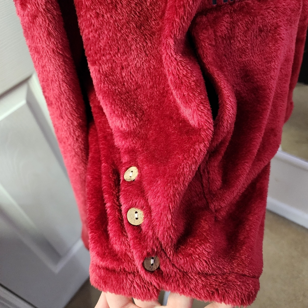 💞4/$20💞 Penguin 'Not Short' Graphic Red Plush Hoodie Size XXL - Picture 3 of 8